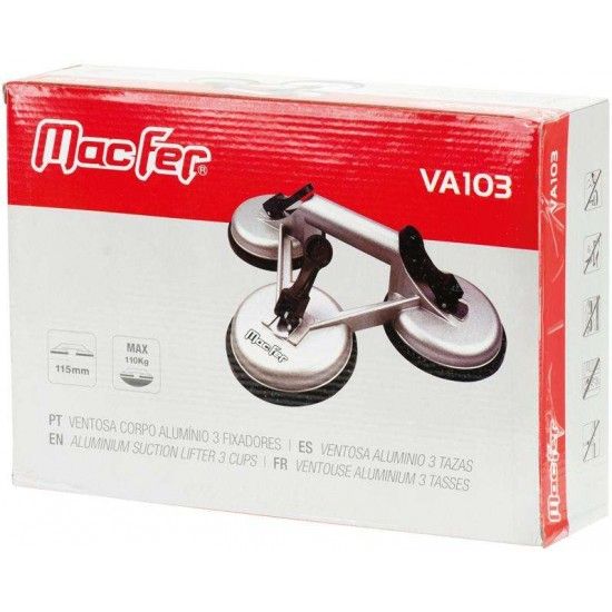 Ventosa corpo alumínio 3 fixadores MacFer VA103 115mm refª 017.0009 MACFER Ventosa corpo alumínio 3 fixadores MacFer VA103 115mm refª 017.0009 MACFER