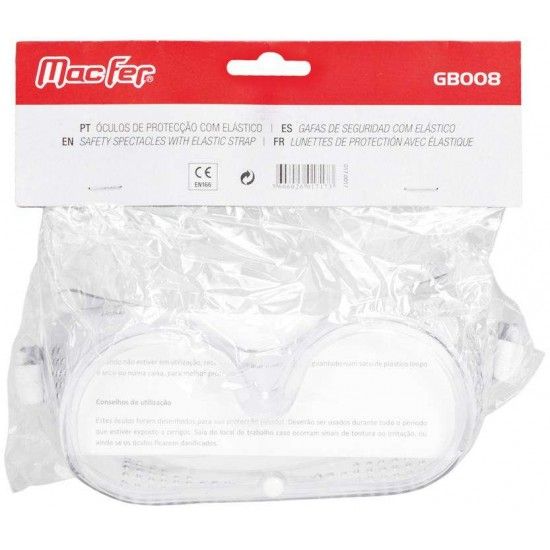 Óculos prot. c/ elástico MacFer GB008 trans. refª 017.0017 MACFER Óculos prot. c/ elástico MacFer GB008 trans. refª 017.0017 MACFER