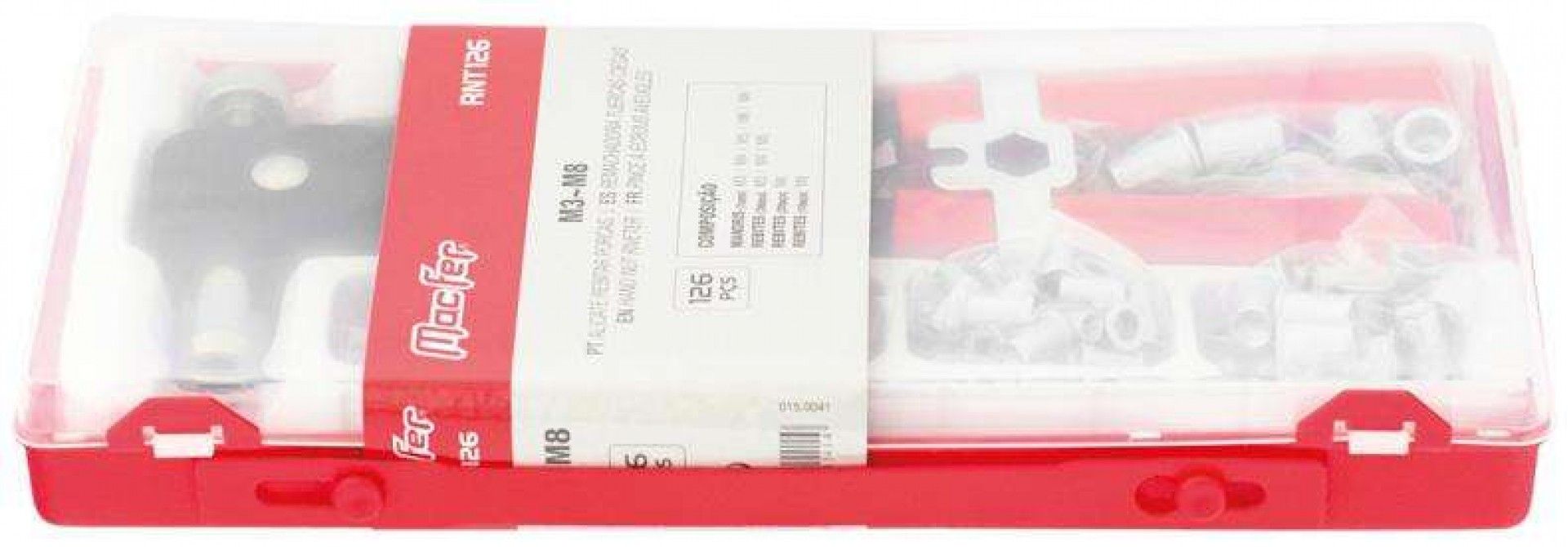 Alicate rebitar porcas MacFer RNT126 M3~M8 126pçs refª 015.0041 MACFER