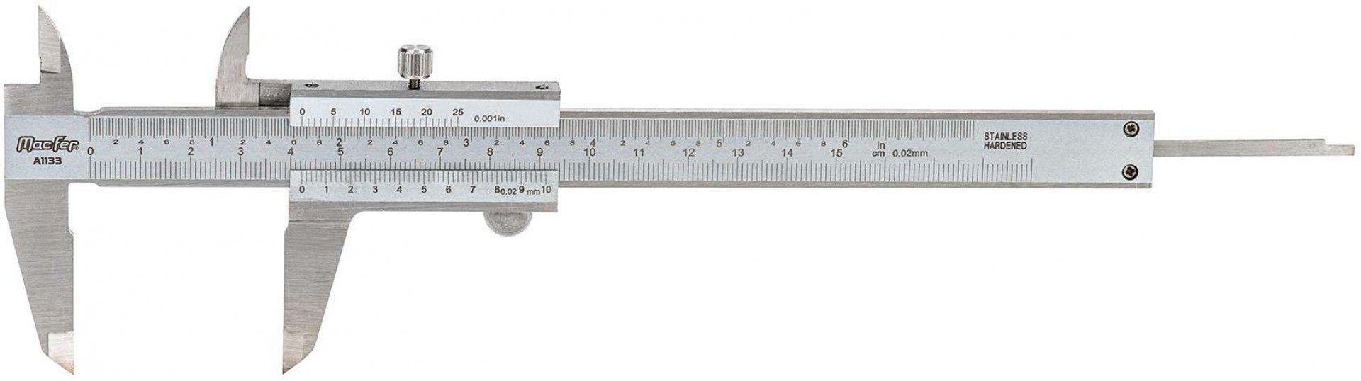 Paquímetro analógico inox (esc. dupla) MacFer A1133 150mm refª 010.0022 MACFER