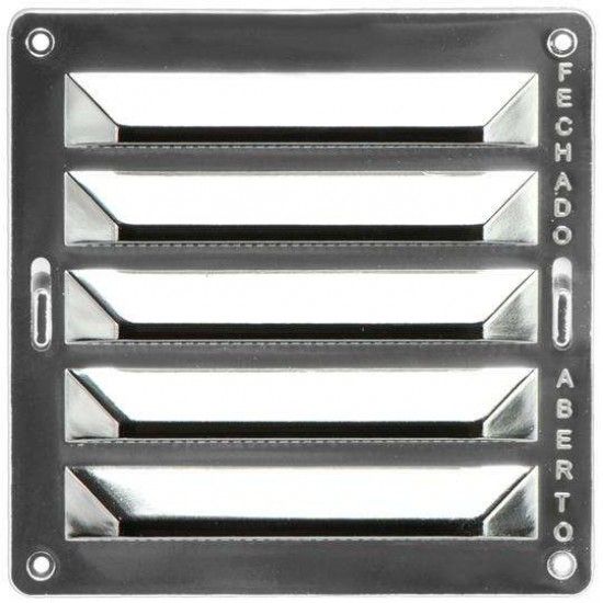 Grelha ventiladora com regulador vertical PP RRV-102-CRM 150x150mm cromada ref 009.0144 MACFER
