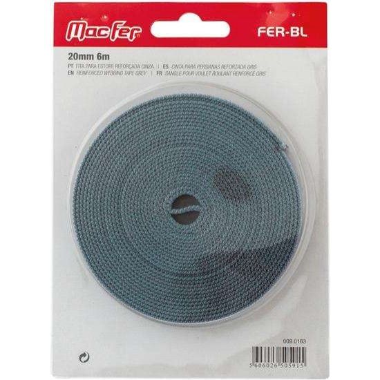 Fita p/ estore reforçada FER-BL 20mm 6m cinza refª 009.0163 MACFER Fita p/ estore reforçada FER-BL 20mm 6m cinza refª 009.0163 MACFER