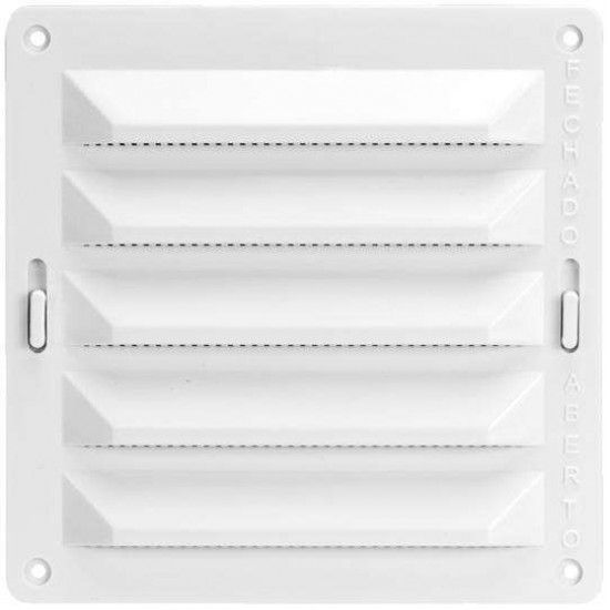 Grelha ventiladora com regulador vertical PP RRV-102-WH 150x150mm branca ref 009.0143 MACFER