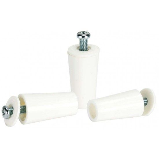 Batente estore cnico plstico com anilha e parafuso mf BE01-W 22x40mm branco ref 009.0066 MACFER