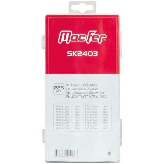 Cx. stock O-rings mf SK2403 225pçs refª 009.0009 MACFER Cx. stock O-rings mf SK2403 225pçs refª 009.0009 MACFER