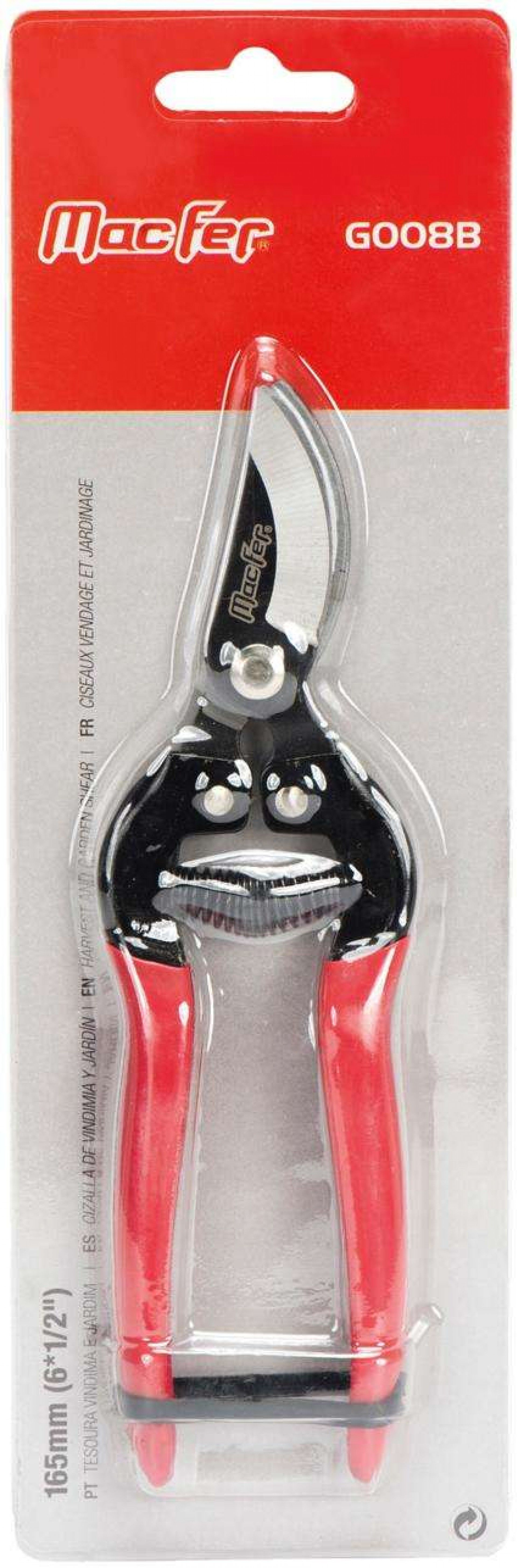 Tesoura vindima e jardim MacFer G008B 165mm (6*1/2") refª 008.0036 MACFER