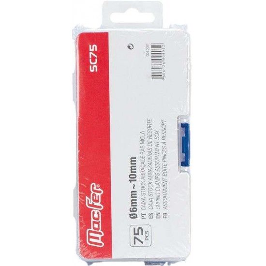 Caixa stock abraadeiras mola 6-10mm 75p  Ref 004.0001 MACFER