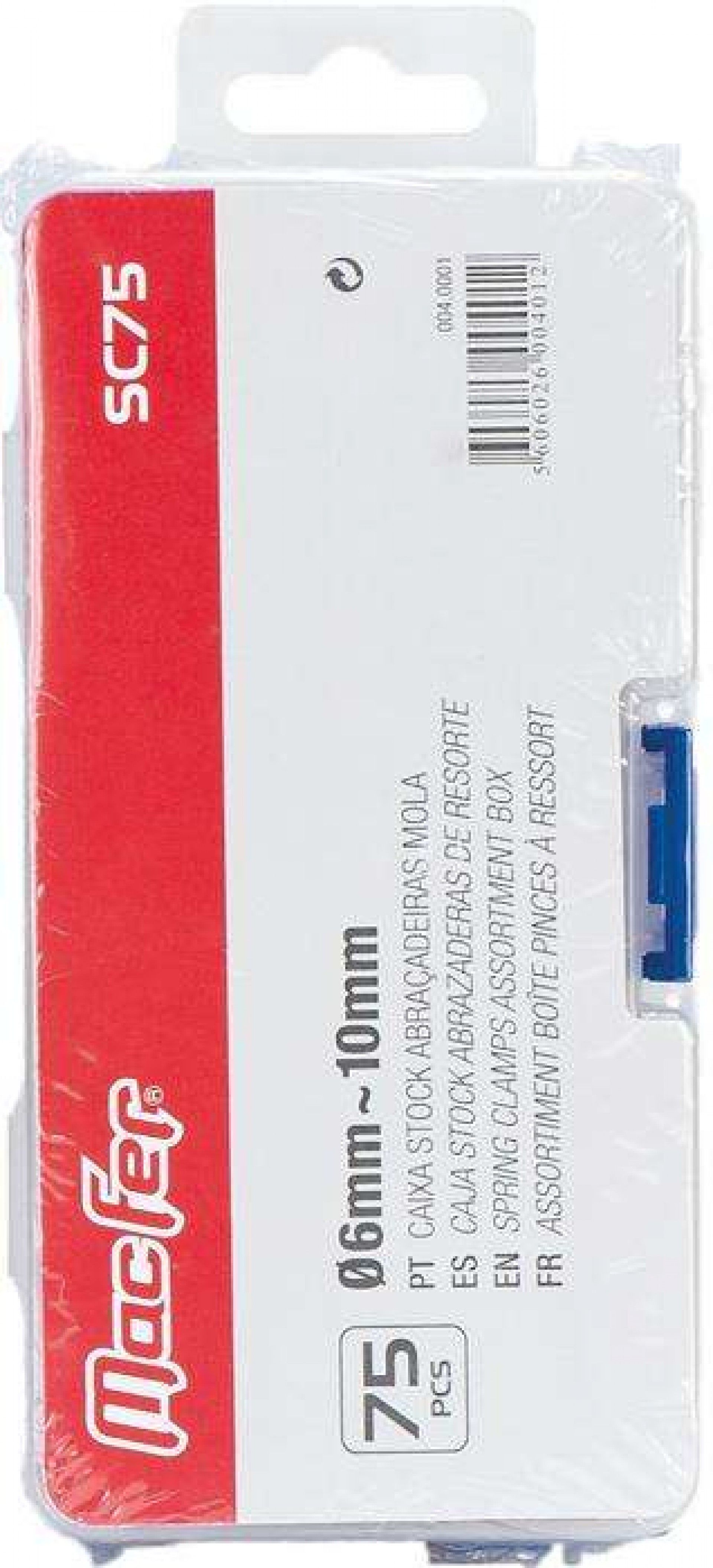 Caixa stock abraçadeiras mola 6-10mm 75pç Refª 004.0001 MACFER