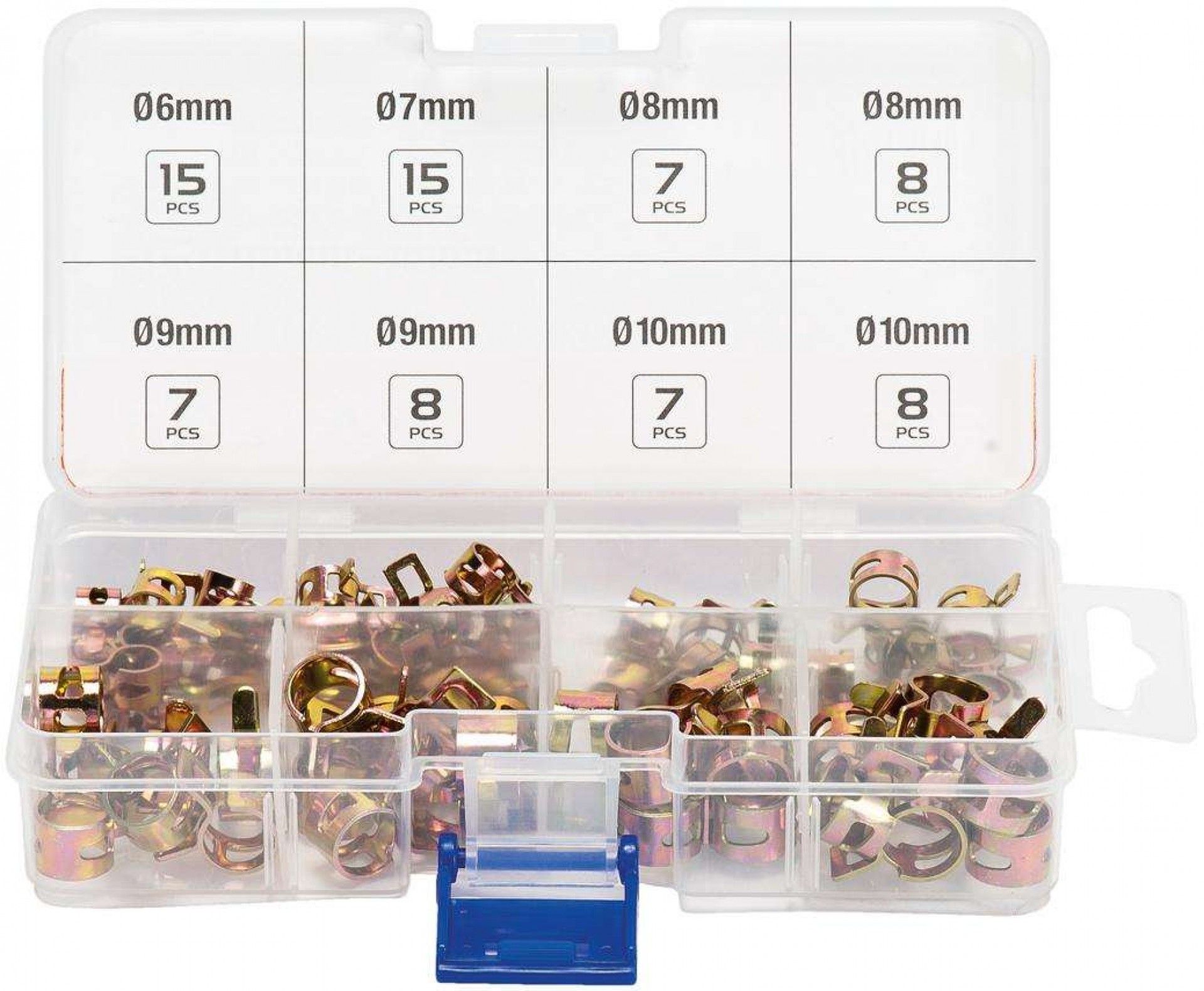 Caixa stock abraçadeiras mola 6-10mm 75pç Refª 004.0001 MACFER