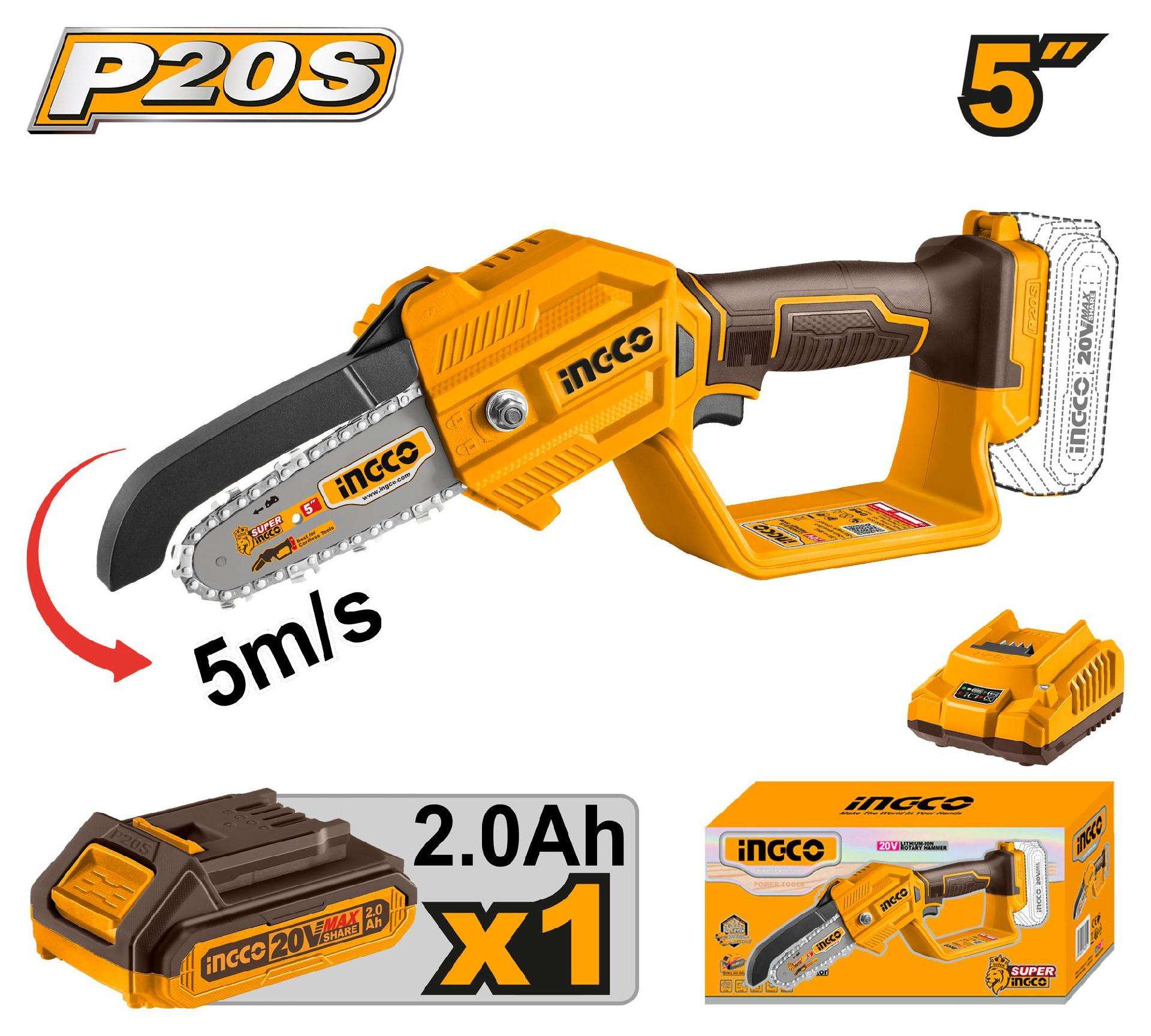 Mini Podadora 20V 13Cm + Bat 2A + Carregador refª CGSLI20581 IngCo