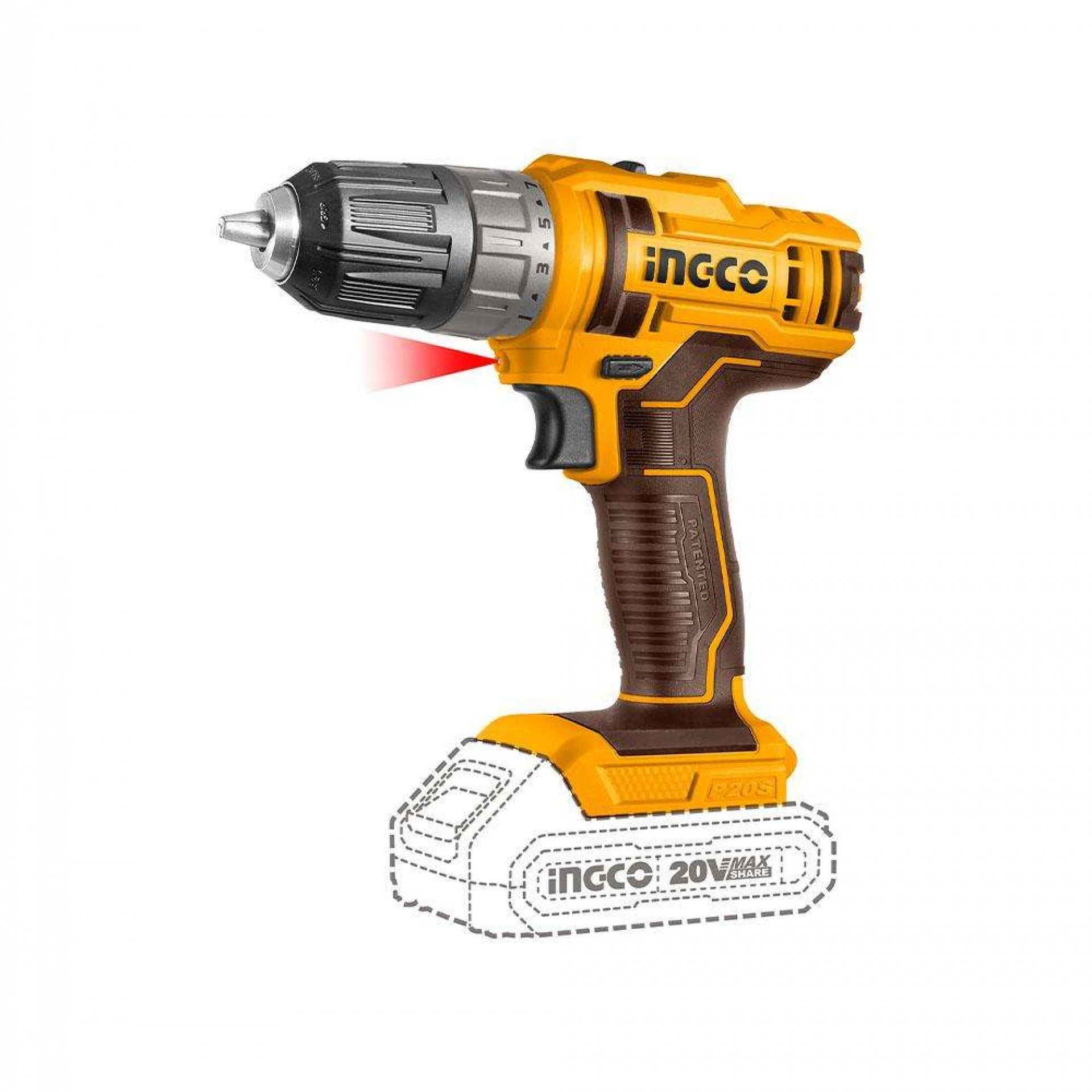 Aparafusadora 20V brushless 45Nm + 2 Bat 2A + Ca + Mala refª CDLI20051E IngCo