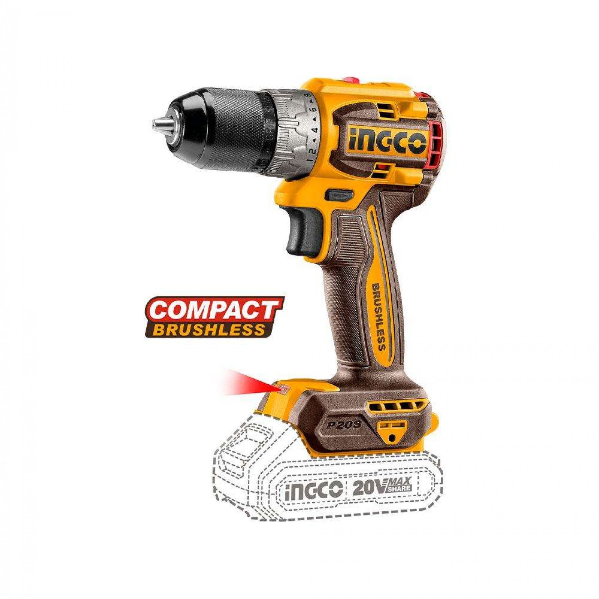 Aparafusadora 20V Brushless 60Nm + 2 Bat 2A + Ca + Mala refª CDLI20602E IngCo