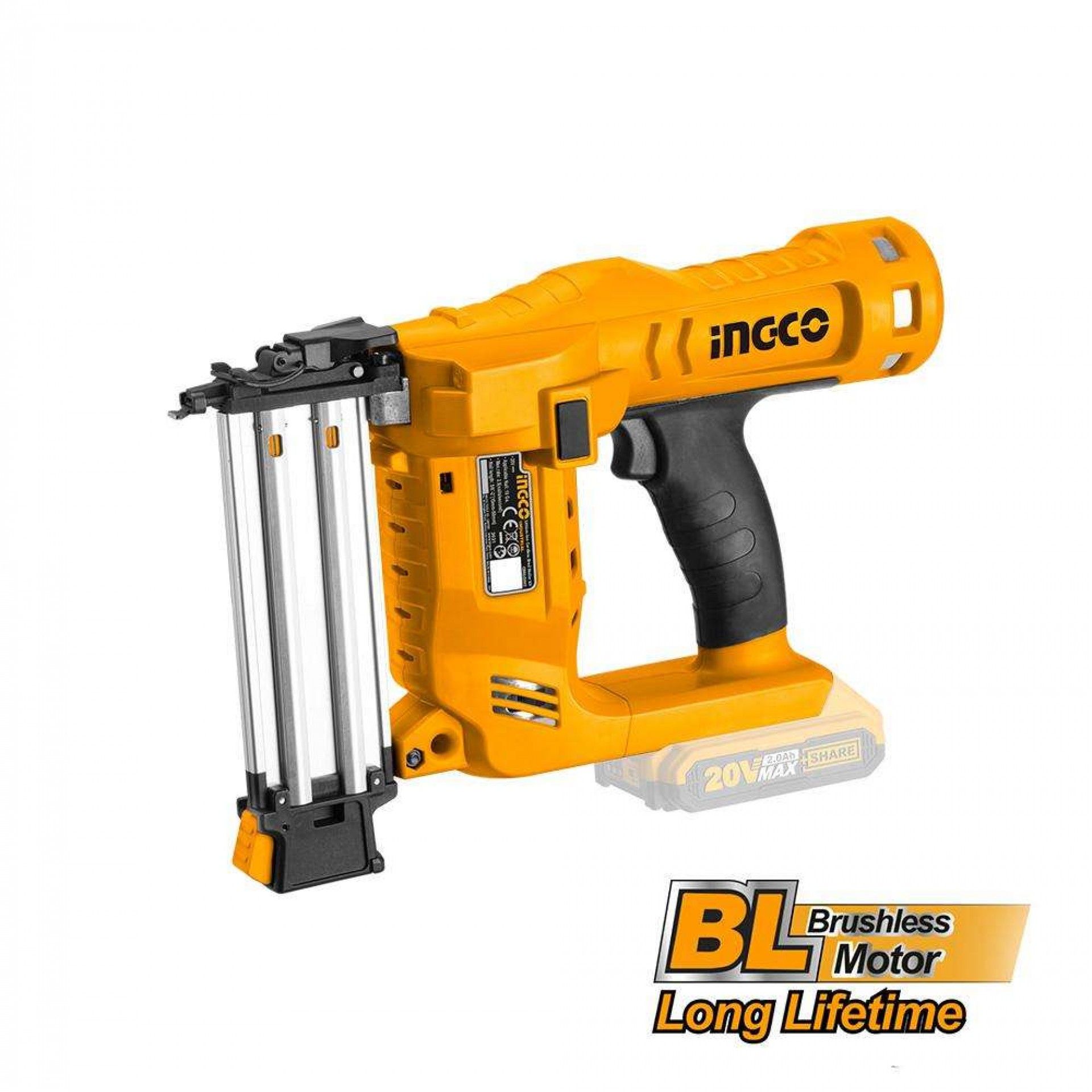 Pistola De Pregos 20V + 2 Bat 2A + Carregador + Mala refª CBNLI2002 IngCo