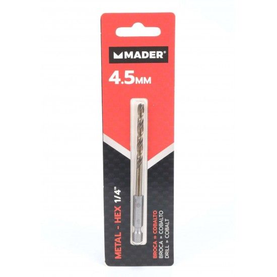 Broca Hex para Metal, Cobalto, 1/4, 4.5mm ref 95195 MADER