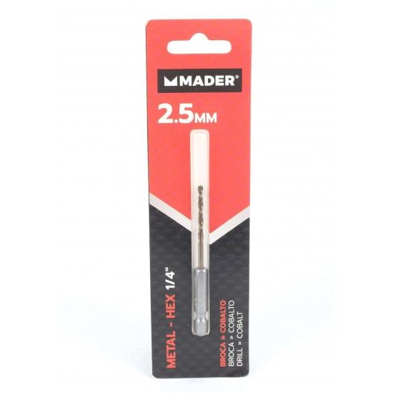 Broca Hex para Metal, Cobalto, 1/4, 2.5mm ref 95191 MADER