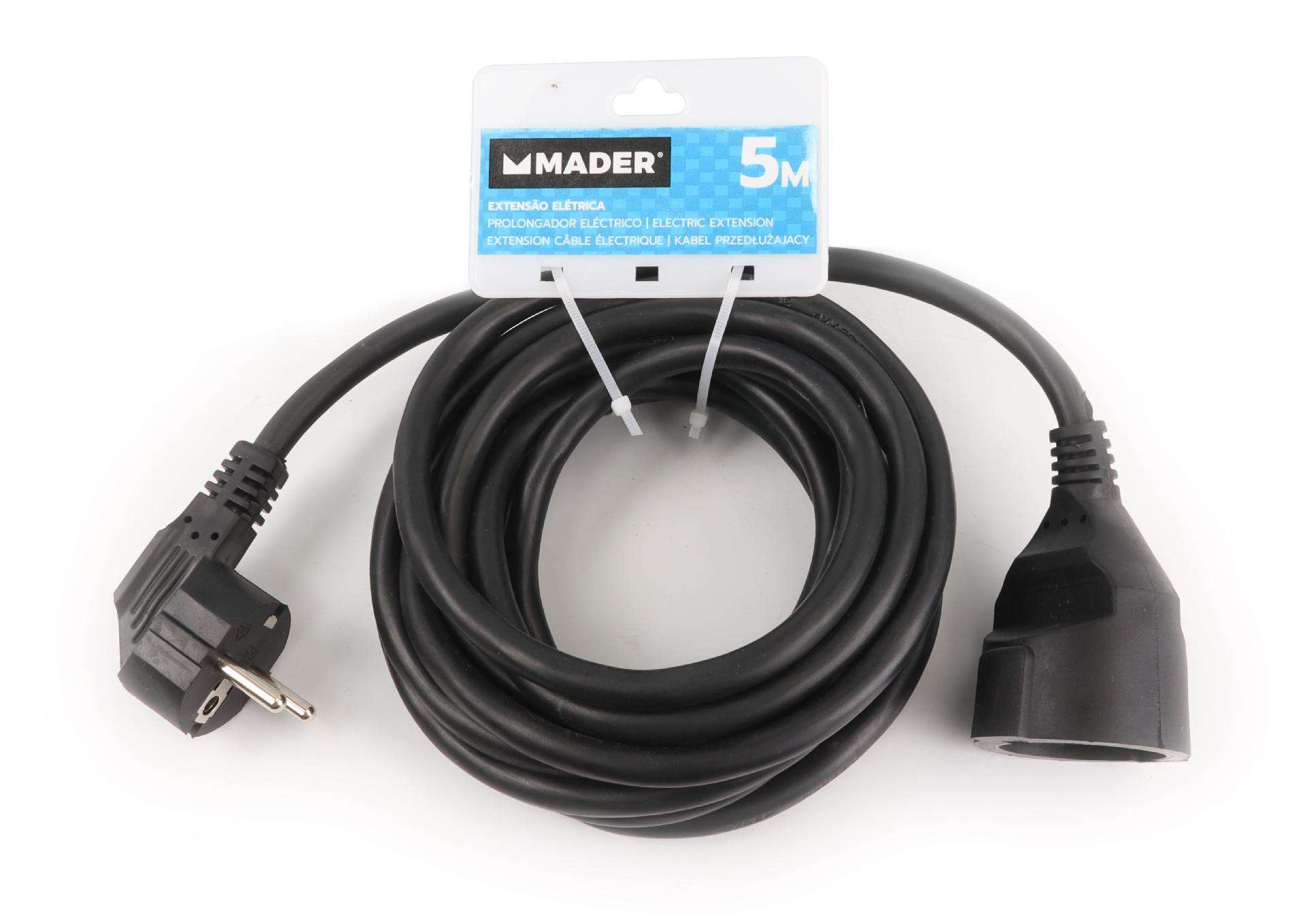 Extensão Elétrica, Preta, 5m, 3Gx2.5mm² refª 90687 MADER