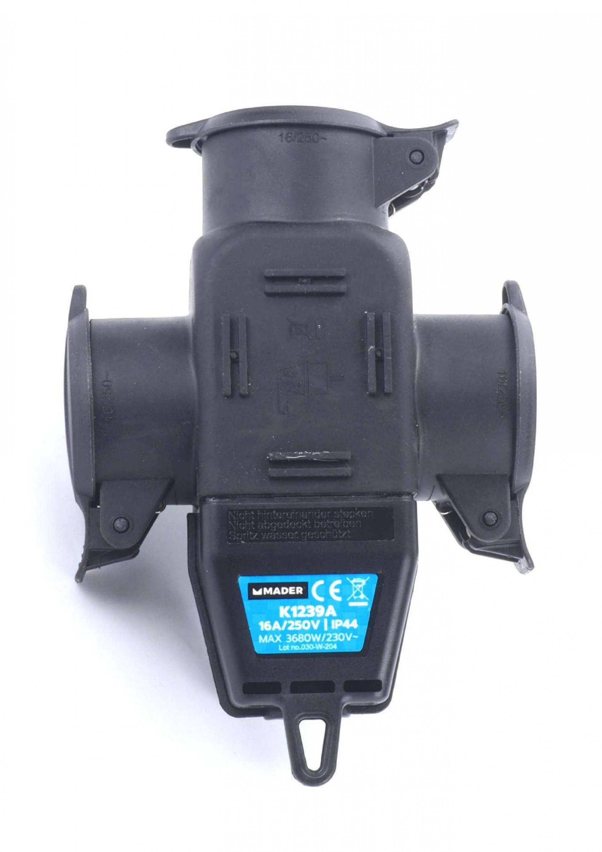 Ficha Elétrica Tripla, Exterior, com Tampa refª 89290 MADER