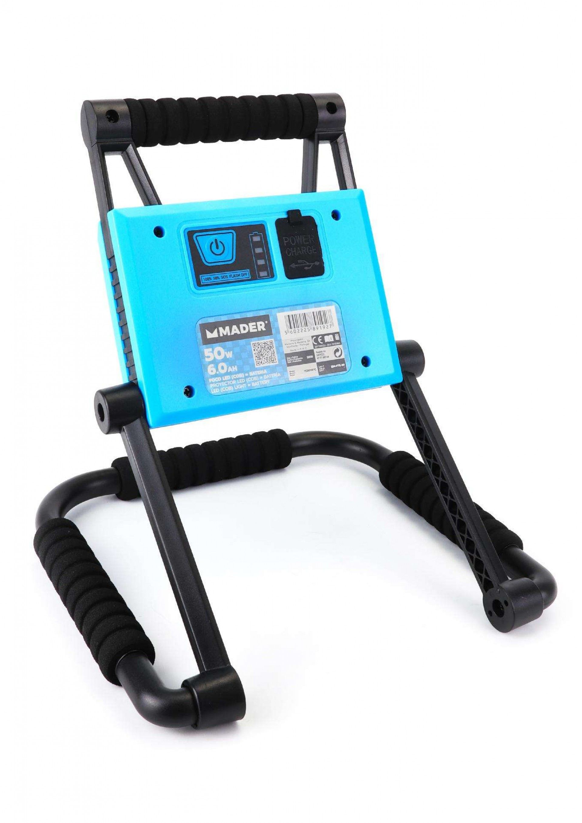 Projector Led 50W c/suporte recarregável 6.Ah refª 89192 Mader