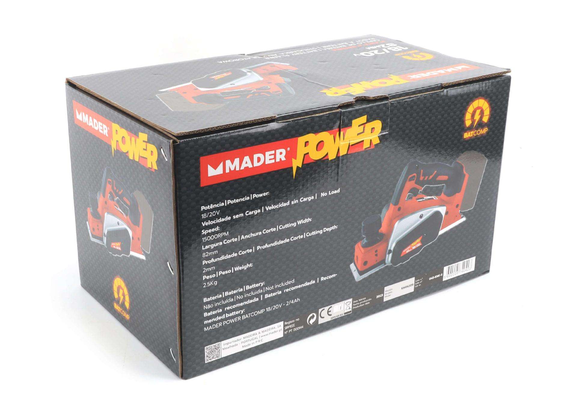 Plaina, 18/20V, 82mm - MADER POWER® refª 74042 MADER