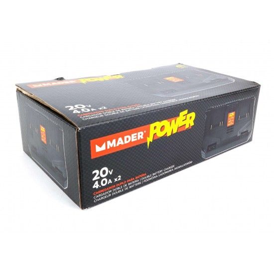 Carregador para Bateria, Duplo, 20V, 4A - MADER POWER® refª 74014 MADER Carregador para Bateria, Duplo, 20V, 4A - MADER POWER® refª 74014 MADER