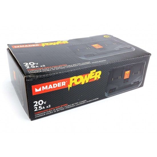 Carregador para Bateria, Duplo, 20V, 2.5A - MADER POWER® refª 74013 MADER Carregador para Bateria, Duplo, 20V, 2.5A - MADER POWER® refª 74013 MADER