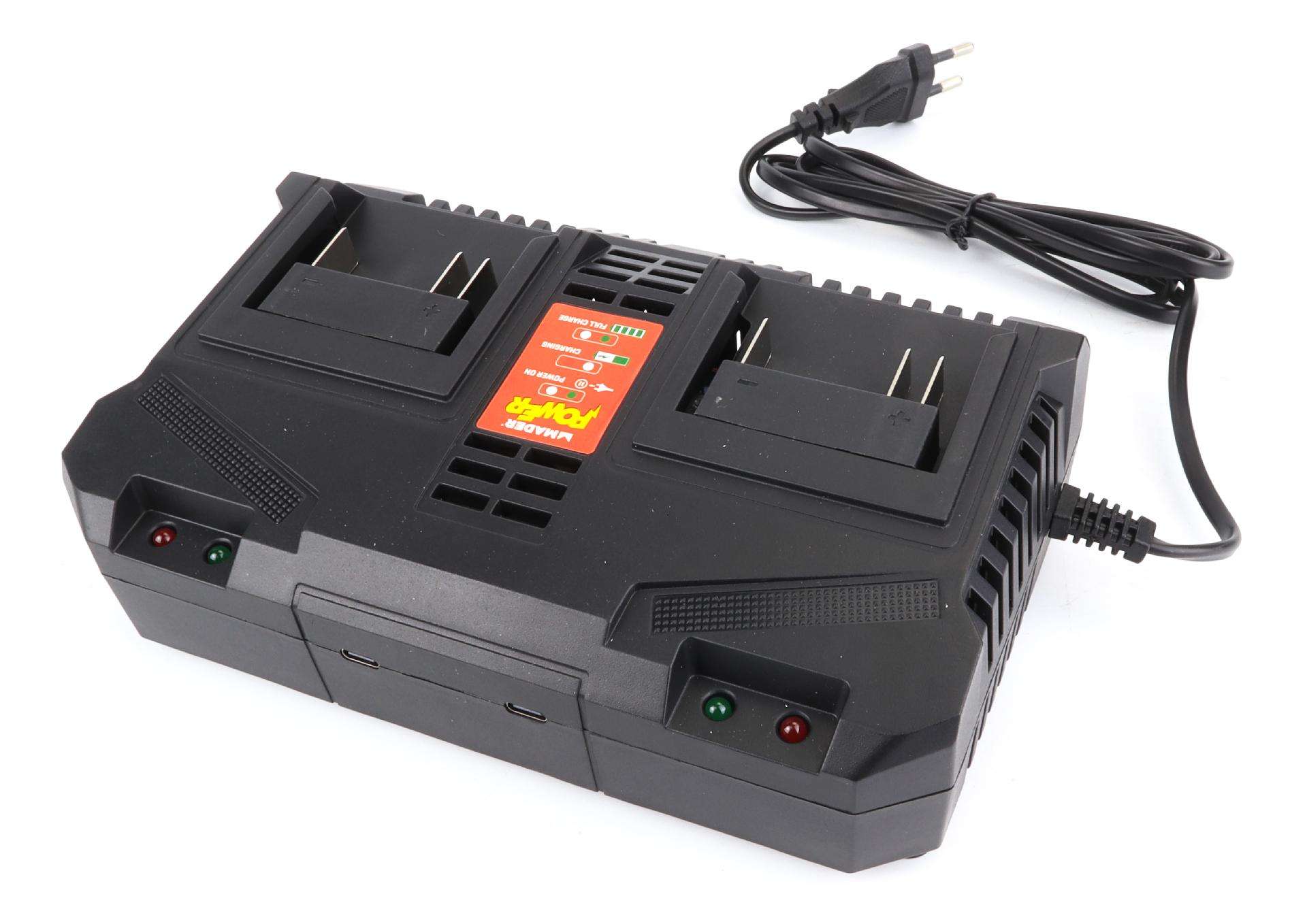 Carregador para Bateria, Duplo, 20V, 4A - MADER POWER® refª 74014 MADER