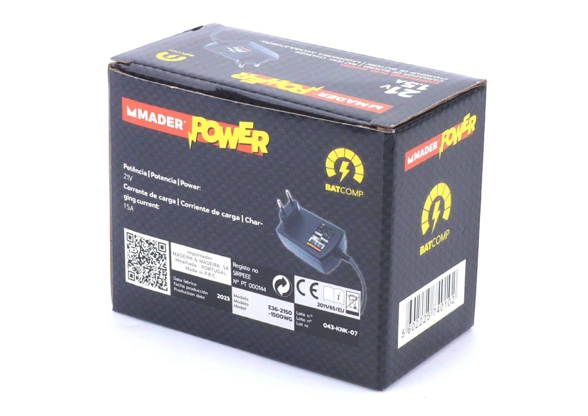 Carregador para Bateria, 21V, 1.5A - MADER POWER® refª 74010 MADER
