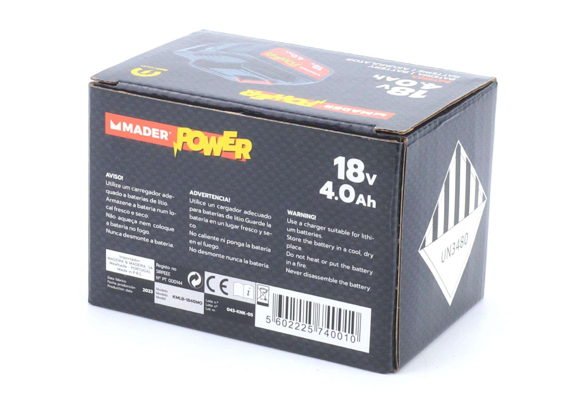 Bateria, 18V, 4.0Ah - MADER POWER® refª 74001 MADER