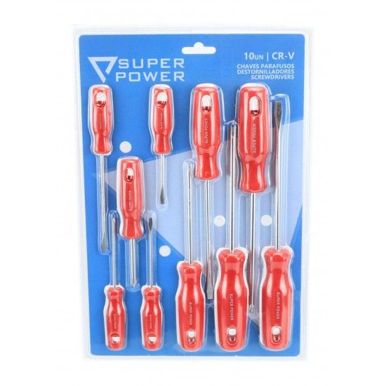 Chaves Parafusos, CRV, 10un, Magnética   refª 73050 SUPER POWER Chaves Parafusos, CRV, 10un, Magnética   refª 73050 SUPER POWER