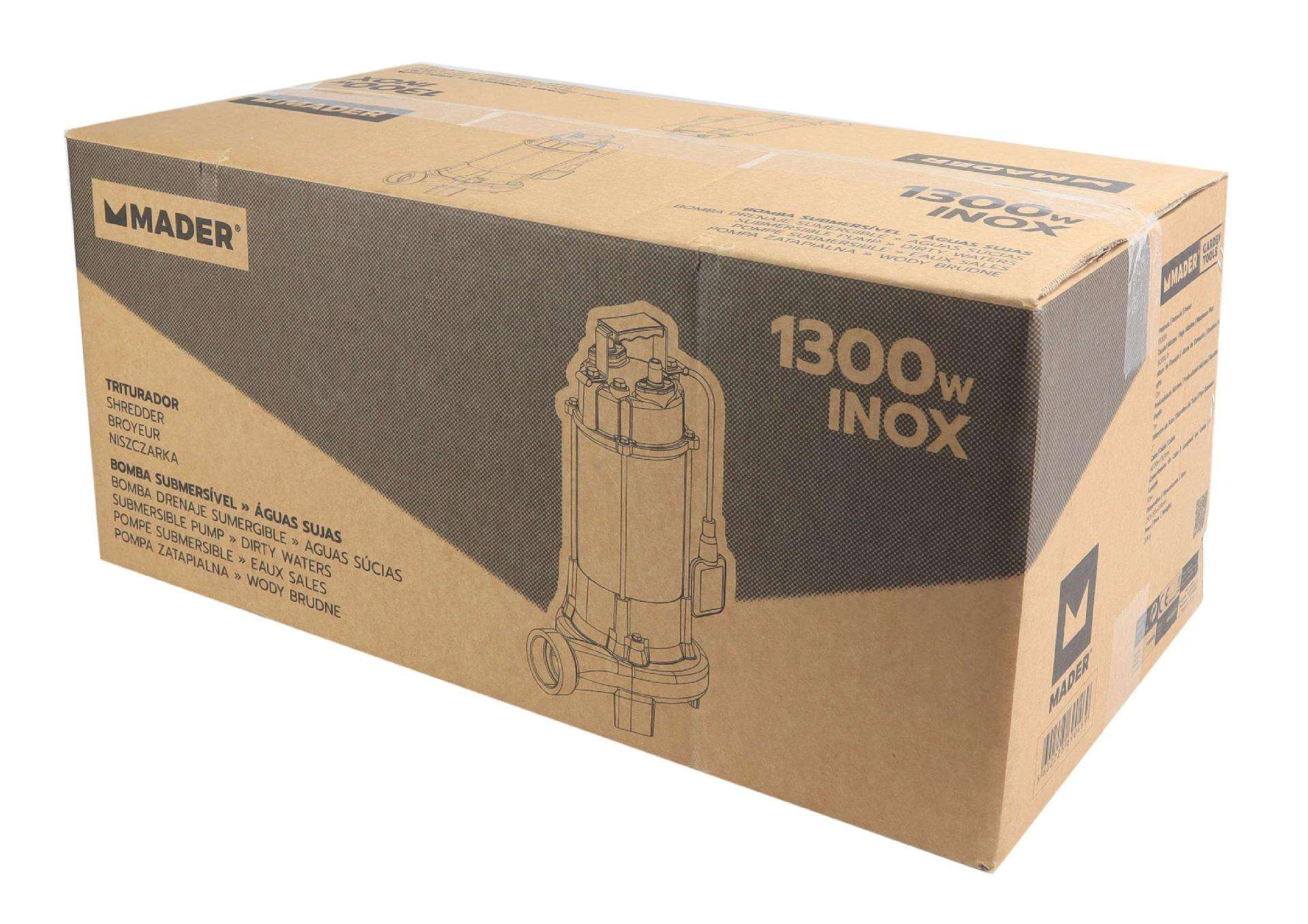 Bomba Submersível, Águas Sujas, 1300W, com Triturador refª 69046 MADER