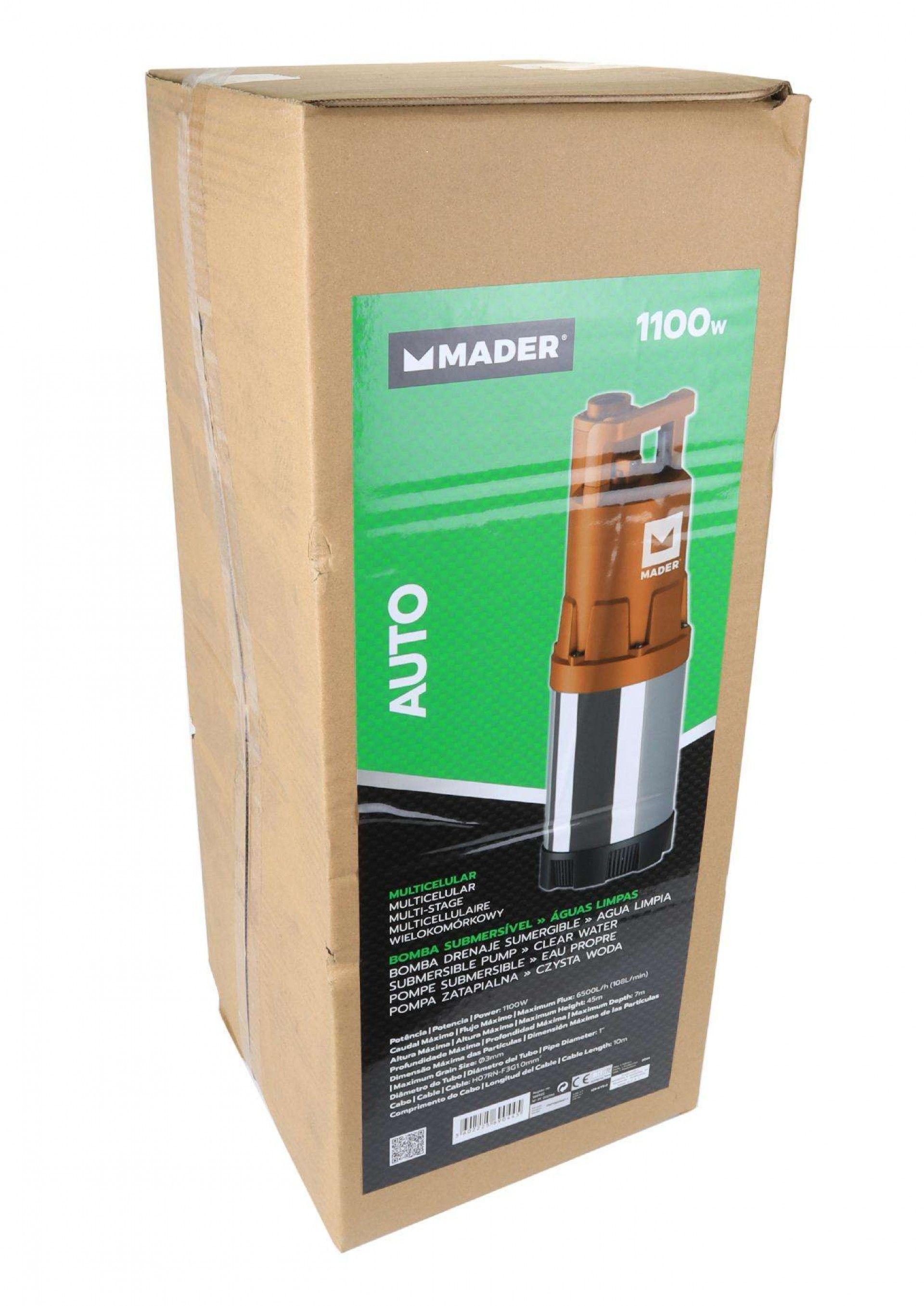 Bomba Submersível Auto, Água Limpa, 1100W, 6500 L/h refª 69044 MADER