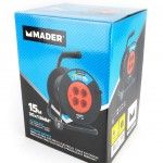 Extenso Eltrica, com Enrolador Metal 15m, 3Gx1,5mm- MADER ref 68604 MADER