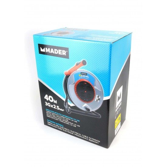 Extenso Eltrica, com Enrolador Metal, com Tampa, 40m, 3G2,5mm- MADERHome Tools ref 68603 MADER