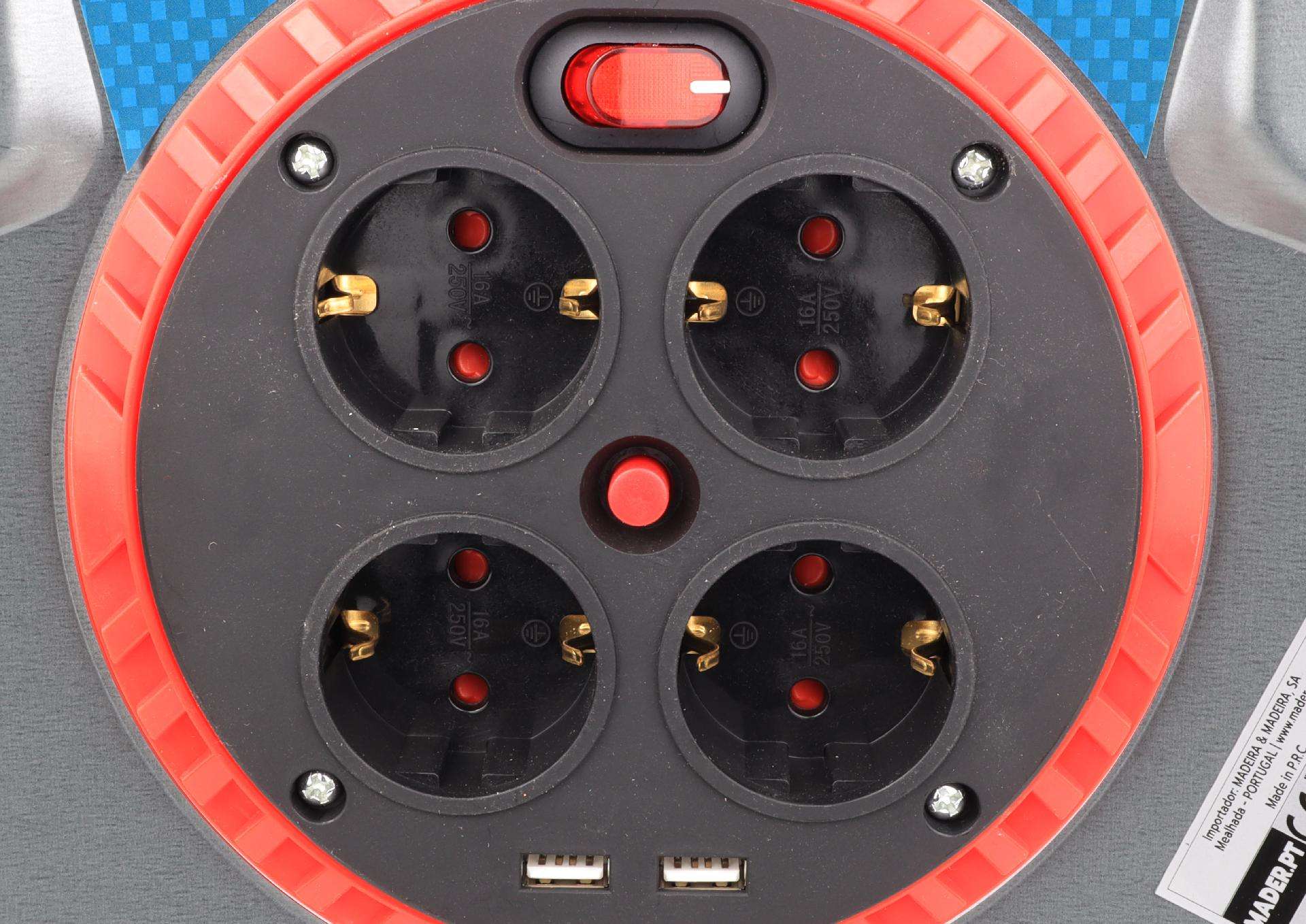 Extensão Elétrica, com Enrolador Metal, com Tampa, 40m, 3G2,5mm²- MADER®Home Tools refª 68603 MADER