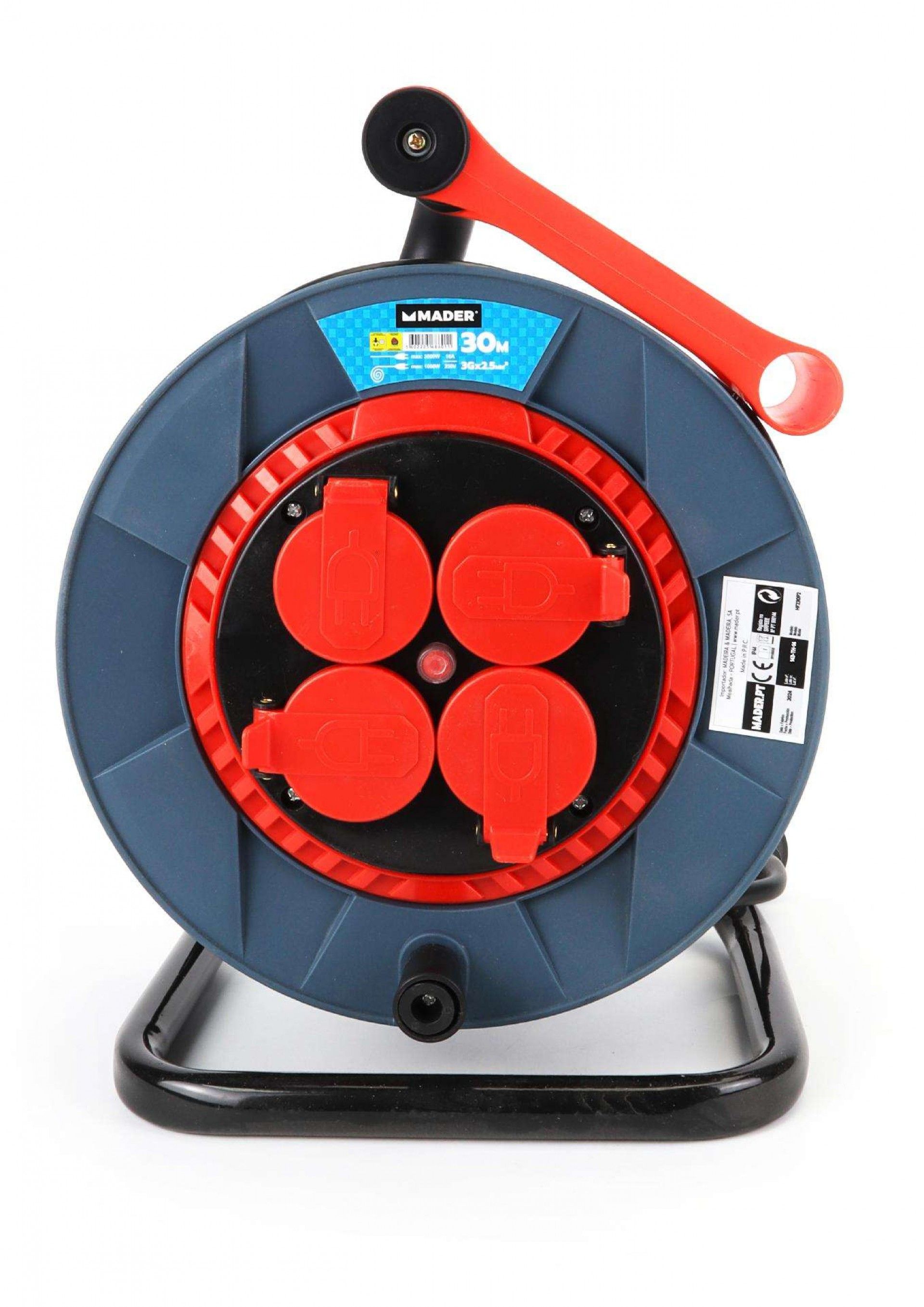Extensão Elétrica, com Enrolador, com Tampa, 30m, 3G2,5mm²- MADER®Home Tools refª 68601 MADER