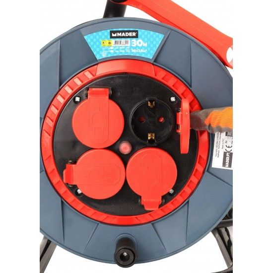 Extensão Elétrica, com Enrolador, com Tampa, 30m, 3G2,5mm²- MADER®Home Tools refª 68601 MADER Extensão Elétrica, com Enrolador, com Tampa, 30m, 3G2,5mm²- MADER®Home Tools refª 68601 MADER