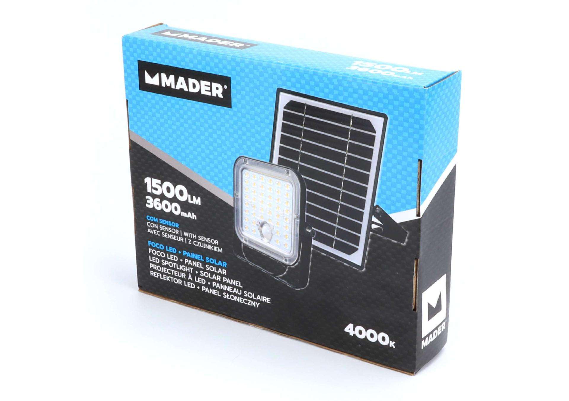 Foco LED, 1500Lm, com Painel Solar, com Sensor refª 68085 MADER