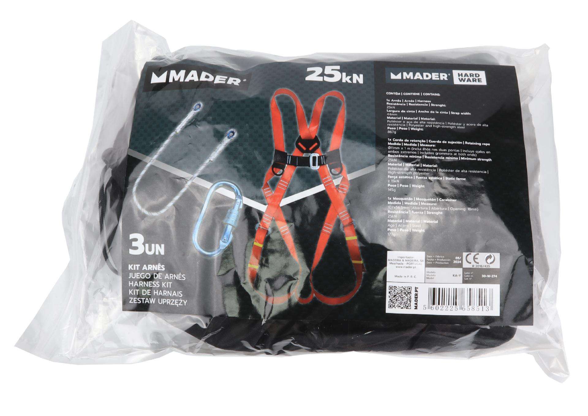 Kit Arnês 25Kn, 150Kg refª 65851 Mader