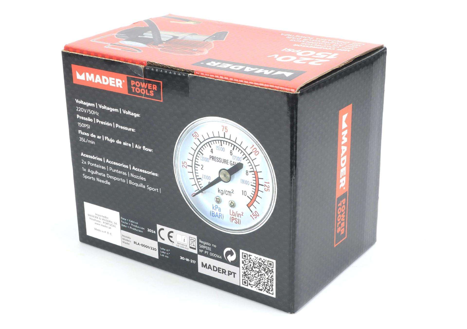 Mini Compressor Auto, 150PSI, 220V refª 63661 MADER