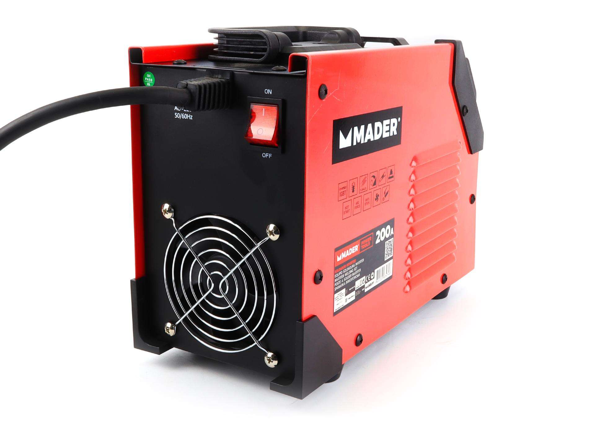 Soldador Inverter, Anti Stick, 200A, Profissional ref. 63474 MADER