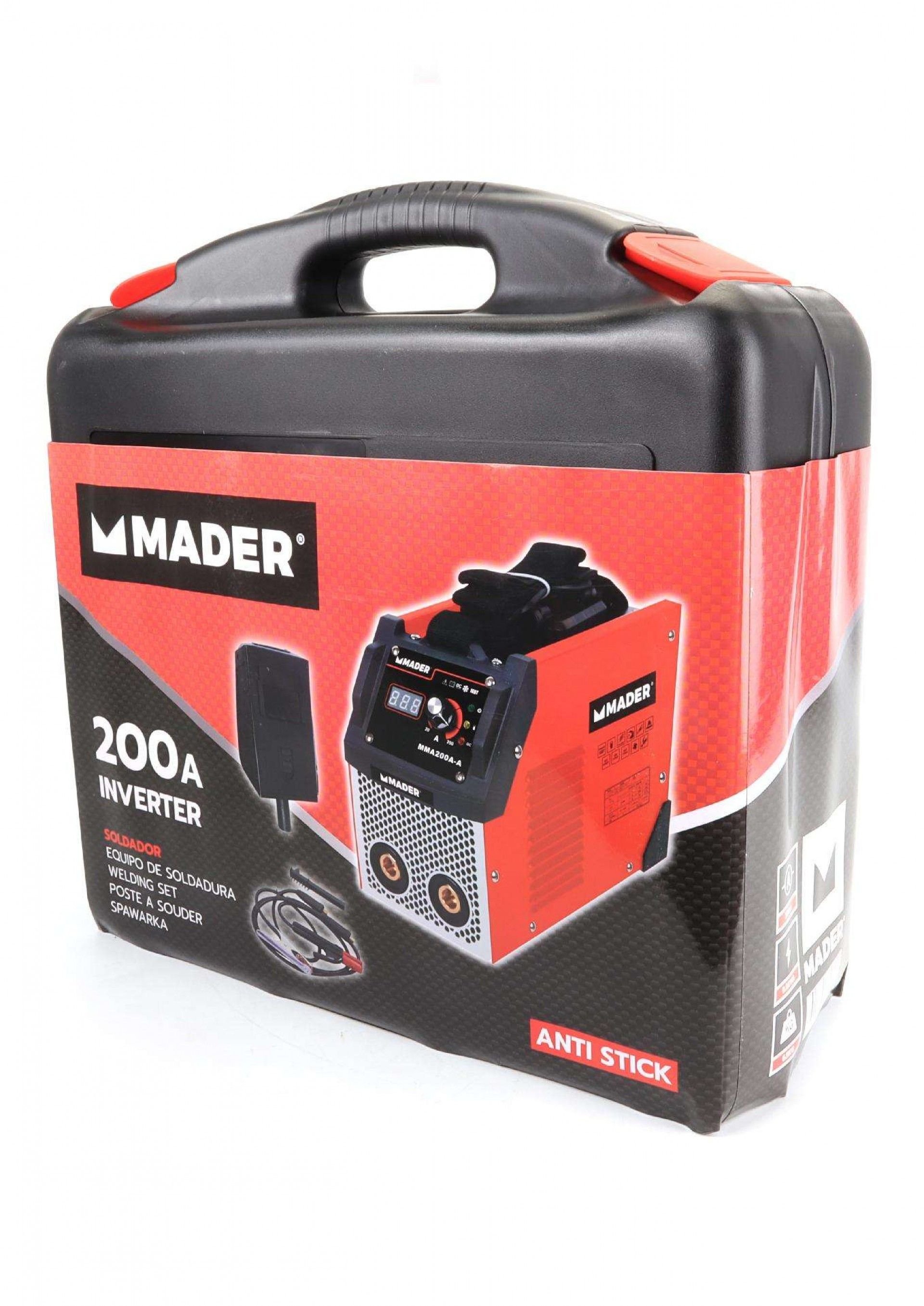 Soldador Inverter, Anti Stick, 200A, Profissional ref. 63474 MADER