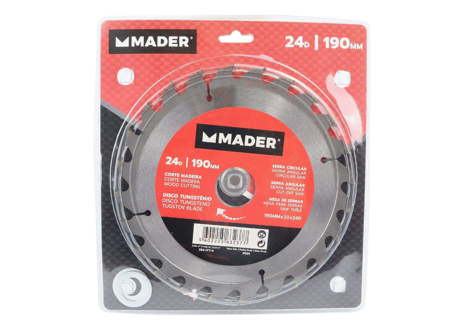 Disco Tungsténio, Corte Madeira, 190mm, 24D refª 63237 MADER