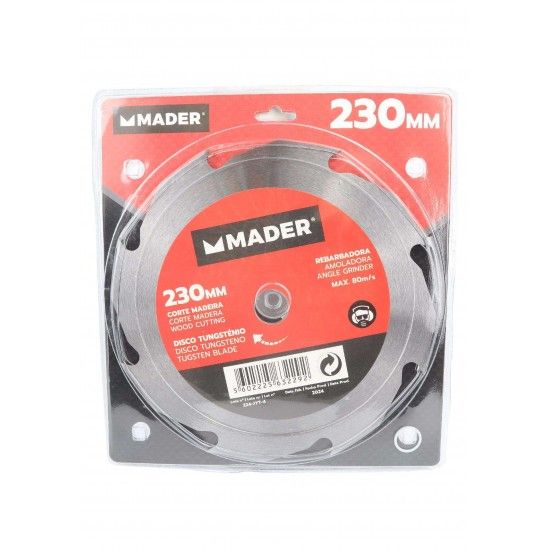 Disco Tungst�nio, Corte Madeira para Rebarbadora, 230mm ref� 63229 MADER