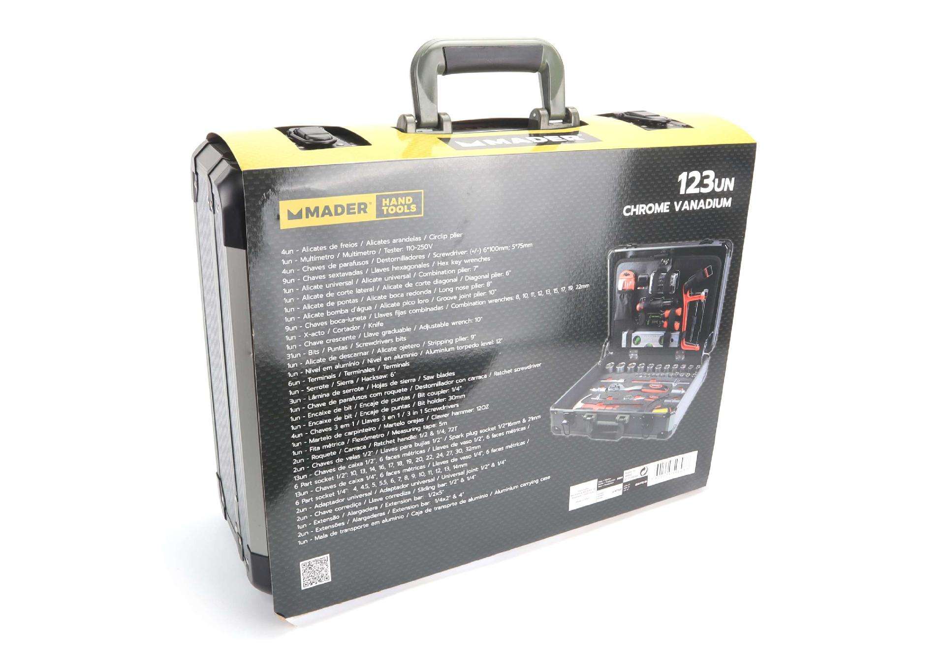 Mala de Ferramentas, 1/4" - 1/2", CRV, 123Un refª 59603 MADER