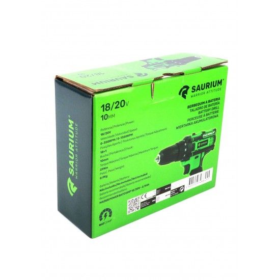 Berbequim Aparafusadora, a Bateria, 18/20V, 10mm, 29Nm  ref 48845 SAURIUM