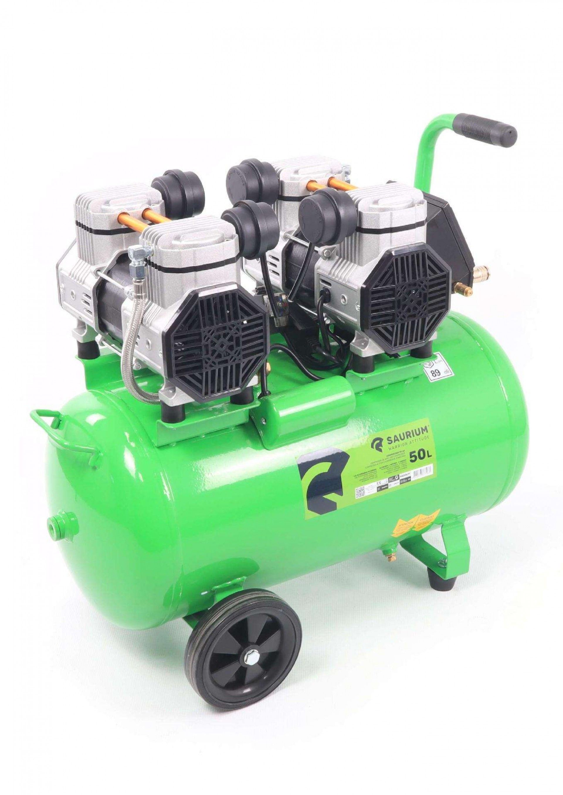Compressor de Ar, Silencioso, 50L, 4HP, 4 Cabeças, 2 Motores, LCD refª 37193 SAURIUM