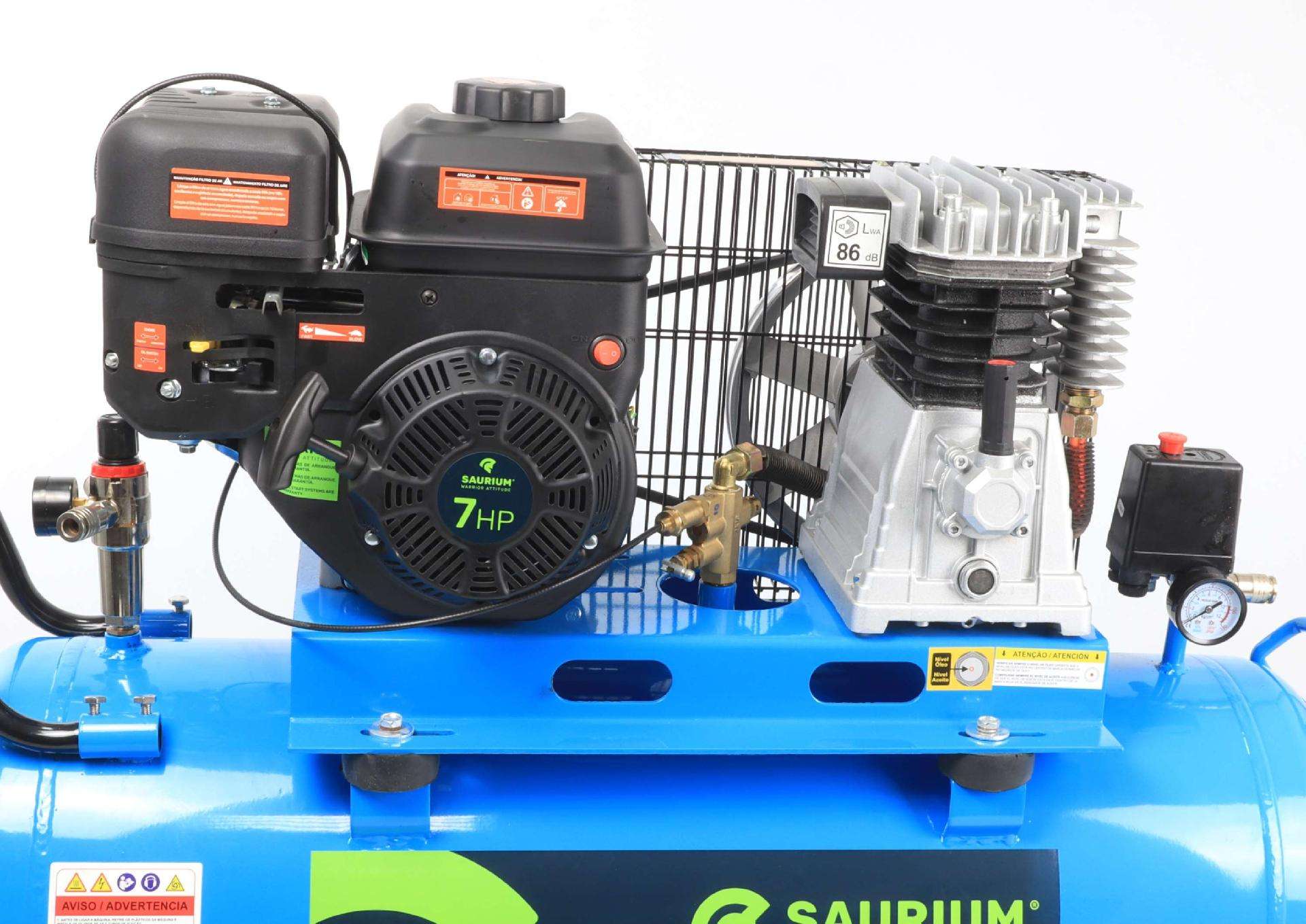Compressor de Ar, Correias, Gasolina, 100L, 10Bar, 7HP refª 37192 SAURIUM
