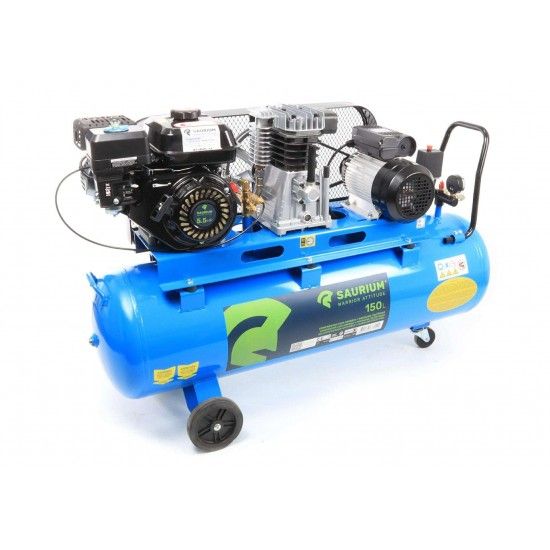 Compressor de Ar, Gasolina + Eltrico, 150L, 5.5HP  ref 37154 SAURIUM