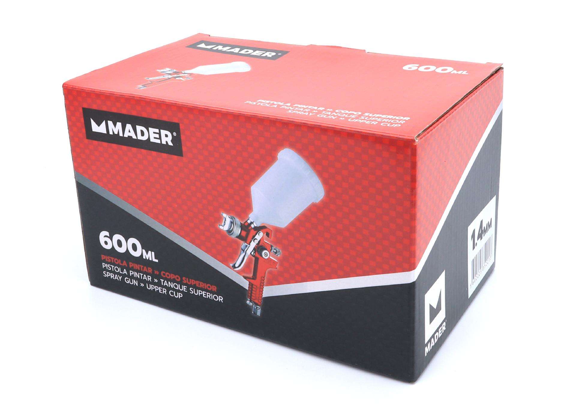 Pistola Pintar, com Copo Superior, 1.4mm, 600ml refª 35221 MADER