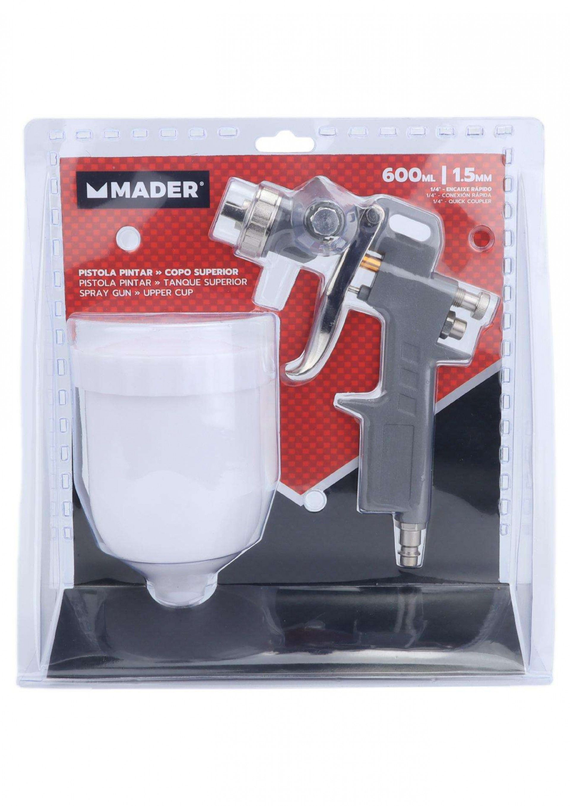 Pistola Pintar, com Copo Superior, 1.5mm, 600ml refª 35091 MADER